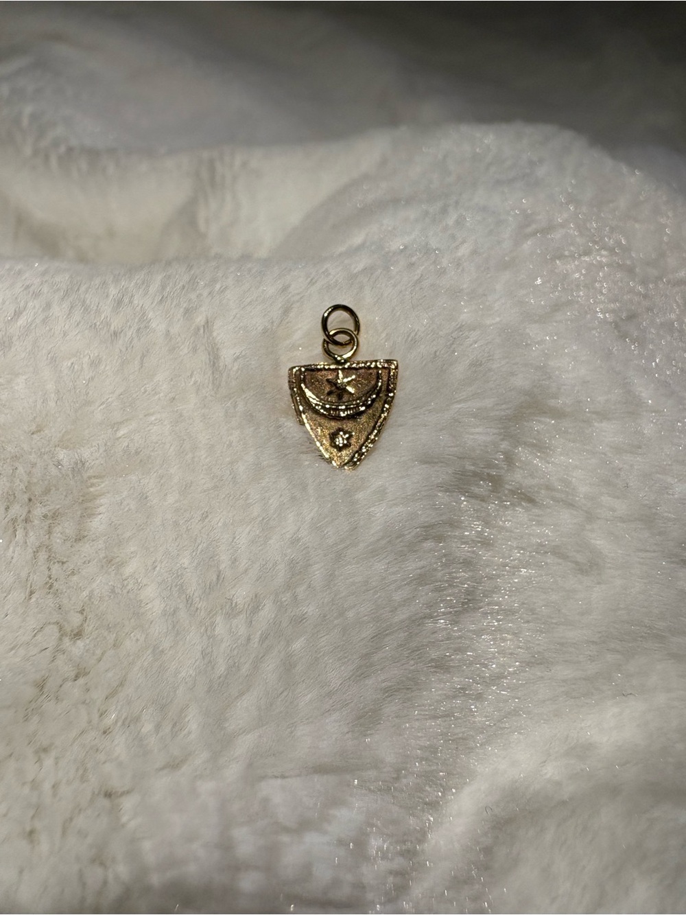 Gold Shield Pendant Charm - 14k Gold